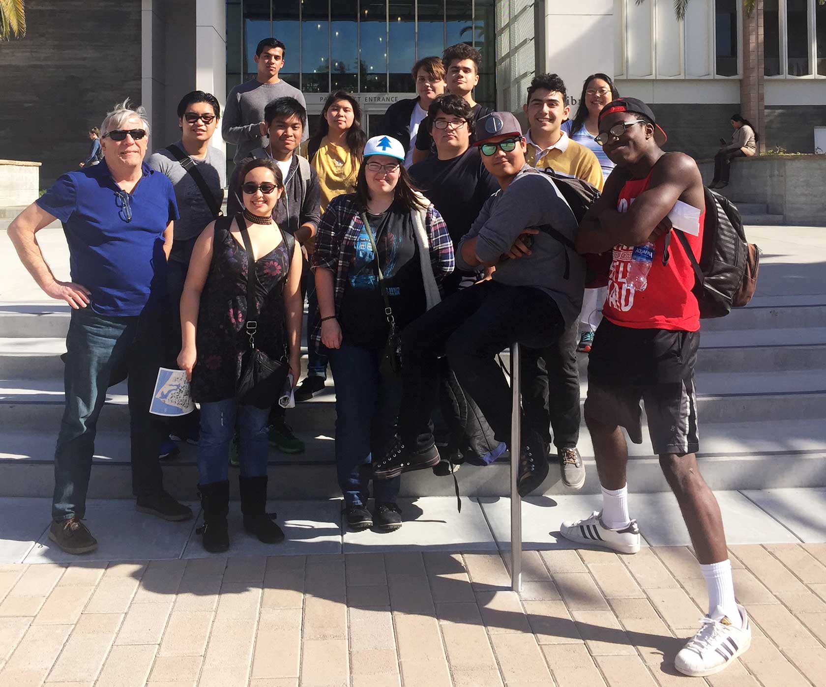 Lemoore High School engineering class in front of UCSB Library.