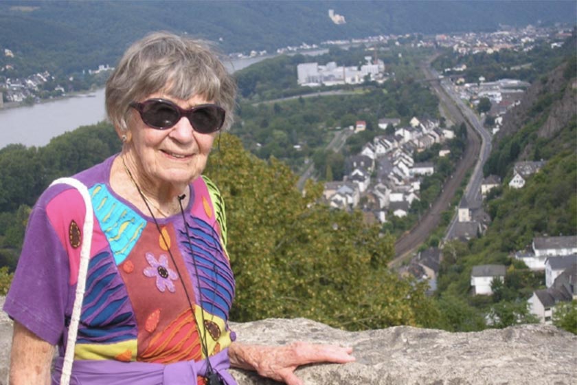 Harriet Hankins overlooking Rhine River, Germany