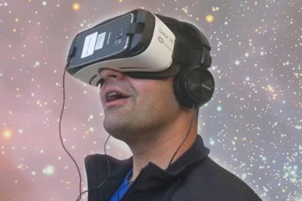 Navjot Brar wearing a virtual reality headset